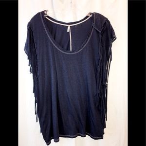 Free people Blue fringed top/coverup sz M EUC